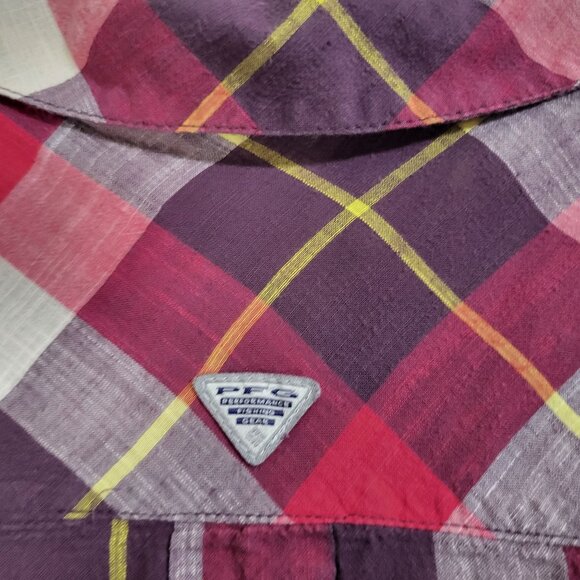 COLUMBIA PFG Women's Small Coral Springs II Button Up Shirt Cotton Outdoor Plaid - Picture 7 of 11